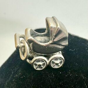 JAMES AVERY Sterling Silver Baby Carriage Stroller Pram Charm Pendant; RETIRED
